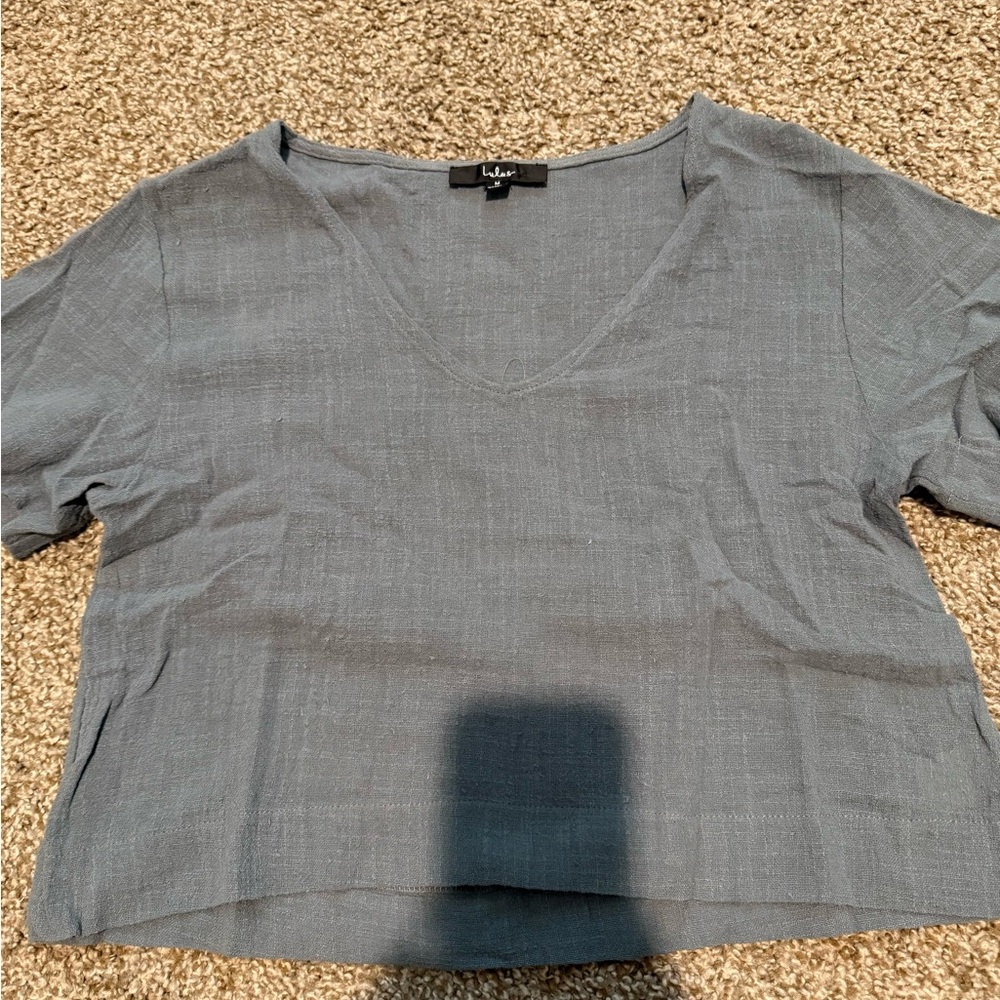 Lulu's Slate Gray V-Neck Short Sleeve Tee